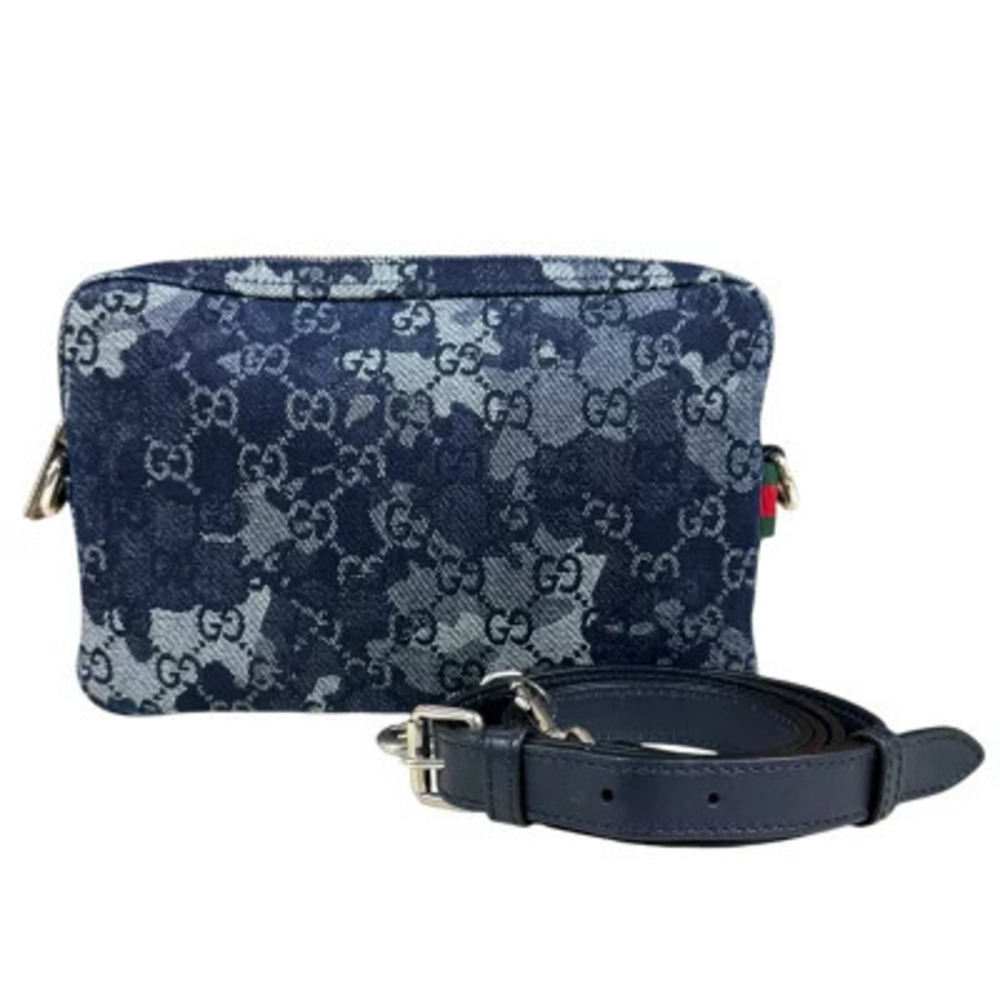 Gucci GG Denim Shoulder Bag Navy Blue